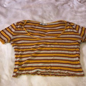 Zara Orange-Striped Crop Top